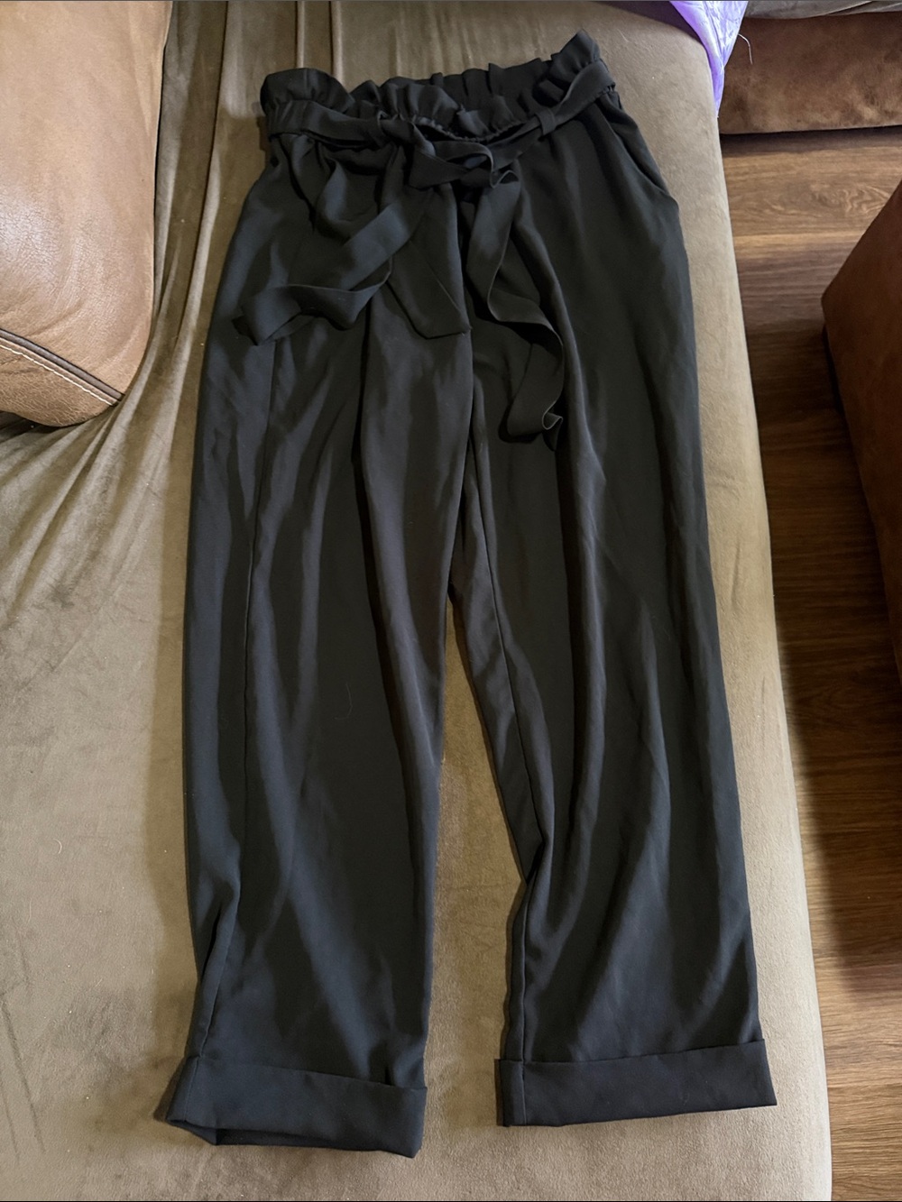 COS Black Paperbag-Waist Chinos with Tie
